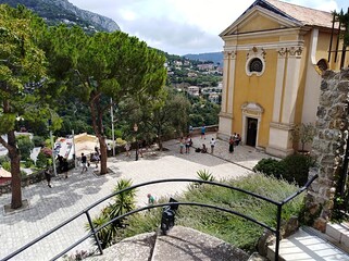 The old neo-classicism church Notre Dame de l`Assomption of the medieval village of Eze in France.
