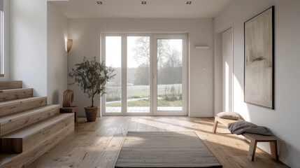 Scandinavian design of modern home entryway, foyer design. Modern contemporary interior design.	