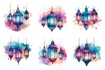 A collection of vibrantly colored lanterns in various shapes and sizes - obrazy, fototapety, plakaty