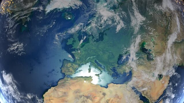 Realistic Earth Zoom In Clouds with Alpha Channel and Borderline Ireland Dublin