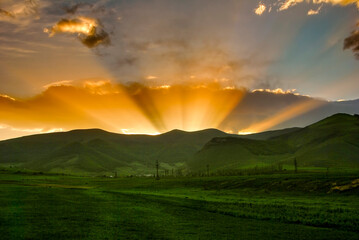 Naklejka na ściany i meble sunset in the mountains , Armenia.