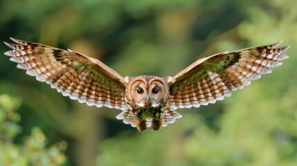 Fototapeta premium Tawny Owl flying / Tawny or Brown Owl captured in flight