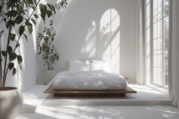 Minimalist Sanctuary Bedroom with Platform Bed - Tranquil Home Decor Inspiration