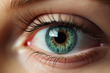 Closeup of a woman's green eye
