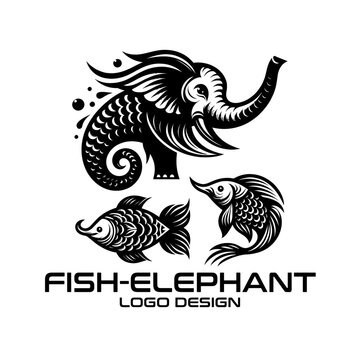 Fish-Elephant Vector Logo Design