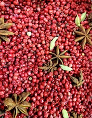 red oriental spices, seasonings, market, mixture
