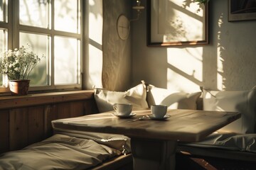 Cozy Morning Light Breakfast Nook - Charming Sunlit Breakfast Space
