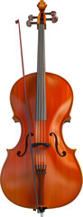 Fototapeta premium Classic cello with bow isolated cut out on transparent background