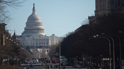 Obraz premium US Capitol seen from Pennsylvania Avenue downtown Washington DC USA