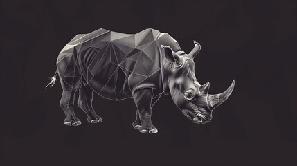 Illustration of a rhinoceros in vector form. Line art in polygon shape.