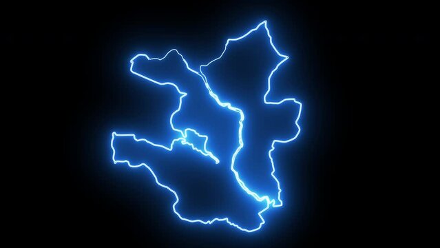 map of Pokhara in nepal with glowing neon effect
