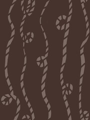Seamless pattern with ropes or vertical ropes on a light pastel dark brown background. Suitable for interior, wallpaper, fabrics, clothing, stationery.