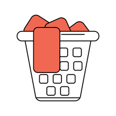 Laundry basket icon with red color. Linear style sign for mobile concept and web design. Vector illustration isolated on a white background.