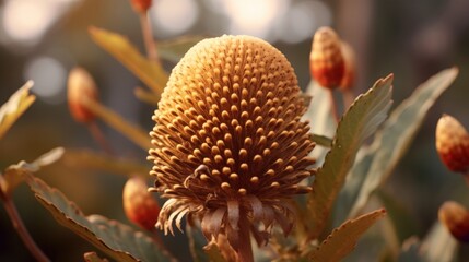 Close up of Banksia Flower/seed head, AI-generated