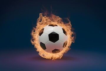 Naklejka premium 3D illustration of soccer ball engulfed in flames