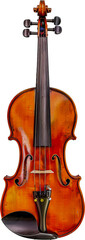 Fototapeta na wymiar Classic violin with bow cut out on transparent background