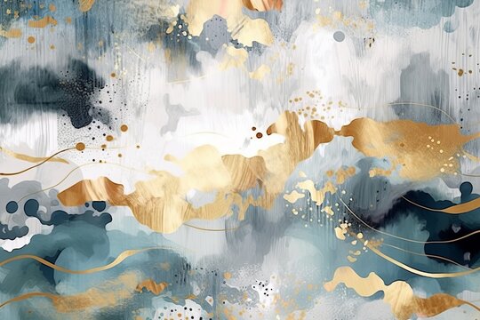 Image a colorful wallpaper illustrating  in the style of painting, dark gray and gold, editorial illustrations, whimsical abstract landscapes,  illustrations, high resolution, light gold and gray