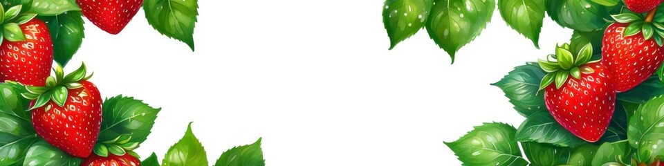 Abstract colorful strawberry frame illustration on white background, background for banner design, website, place for text.	