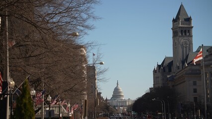 US Capitol seen from Pennsylvania Avenue downtown Washington DC USA