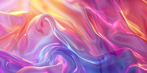 abstract holographic pearl gradient neon wave shape, swirl wavy flow background banner