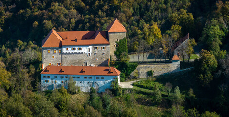 Well-preserved Romanic castle Podsreda, Slovenia - obrazy, fototapety, plakaty