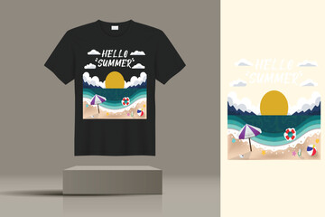 HELLO SUMMER T-shirt  creative design using adobe illustrator and your best choice...