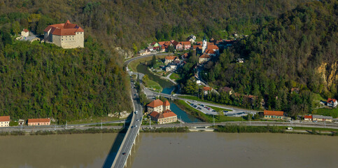 Two medieval castles and a village in Brestanica, Slovenia