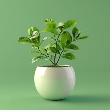 Minimalist marketing website stock photos for plant ,green plant flowerpot clean background