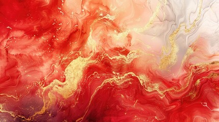 red watercolor background with Golden shiny and Liquid marble texture