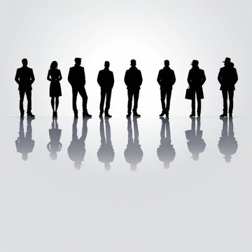 silhouette of a group of people isolated on a white background