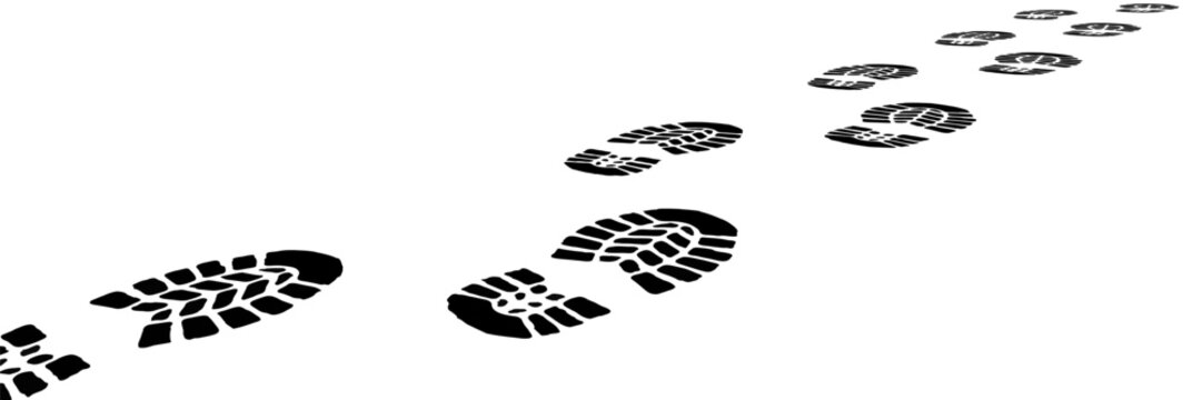 footprint shoe sole tracking path on transparent background, shoe footprint path vector illustration