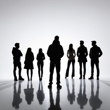 silhouette of a group of people isolated on a white background