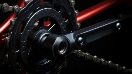 Fototapeta premium New rear mountain bike cassette with chain on the black background