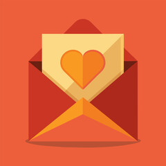Heart Inside: Orange Envelope Vector Illustration
