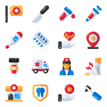Set of Pharmaceutical Flat Icons

