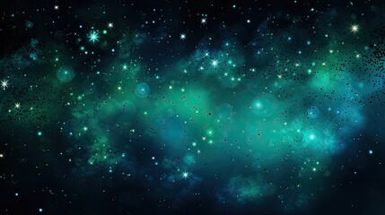 a blurry image of a green and blue background with small stars