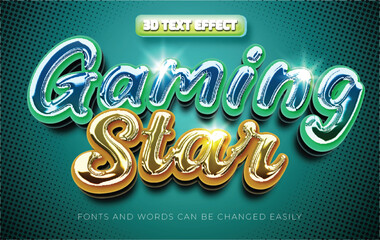 Gaming star sparkle 3d editable text effect style