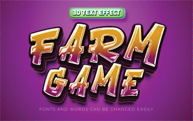 Farm game 3d editable text effect style