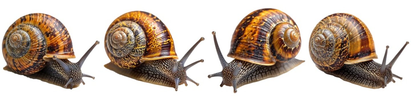 Collection of snails isolated on transparent background