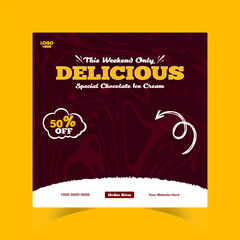 ice cream post design and social media banner template
