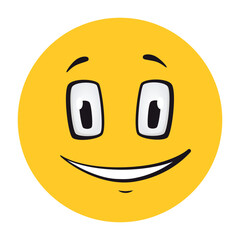 Cartoon faces. Funny face expressions, caricature emotions. Cute character with expressive eyes and mouth, vector smiley emoticon happy tongue emoticon