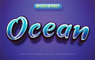 Ocean aqua 3d editable text effect style