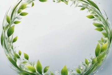 Nature's Embrace: Circular Spring Leaves Frame Illustration