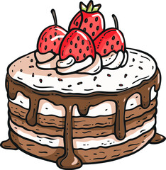Charming Cake Vector Illustration Decorations for Kid's Parties