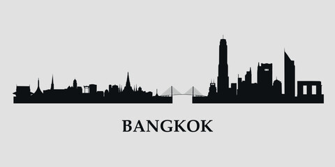 Fototapeta premium The city skyline. Bangkok. Silhouettes of buildings. Vector on a gray background