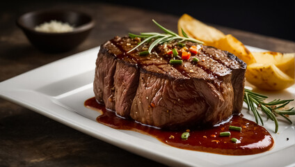 Appetizing grilled beef steak culinary