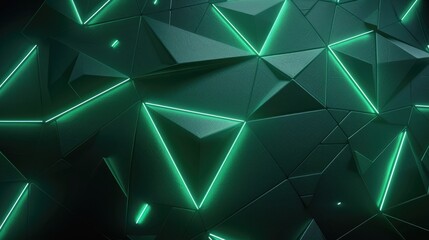 3d render dark green Neon abstract geometric pattern background