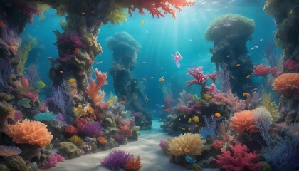 Naklejka na ściany i meble Captivating Underwater Garden Teeming With Vibran 2
