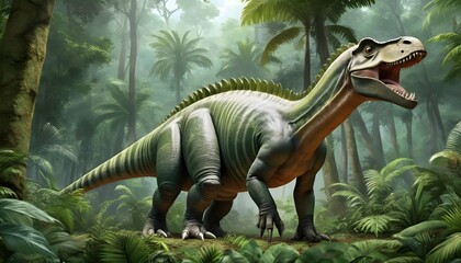Iguanodon In A Lush Tropical Forest An Iguanodo