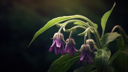 Comfrey (Symphytum officinale), flowers of a plant used in organic medicine, AI-generated - obrazy, fototapety, plakaty